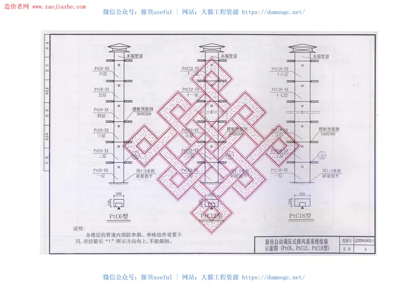 辽2009J802-1厨房、卫生间自动调压式排风道图集 预览图